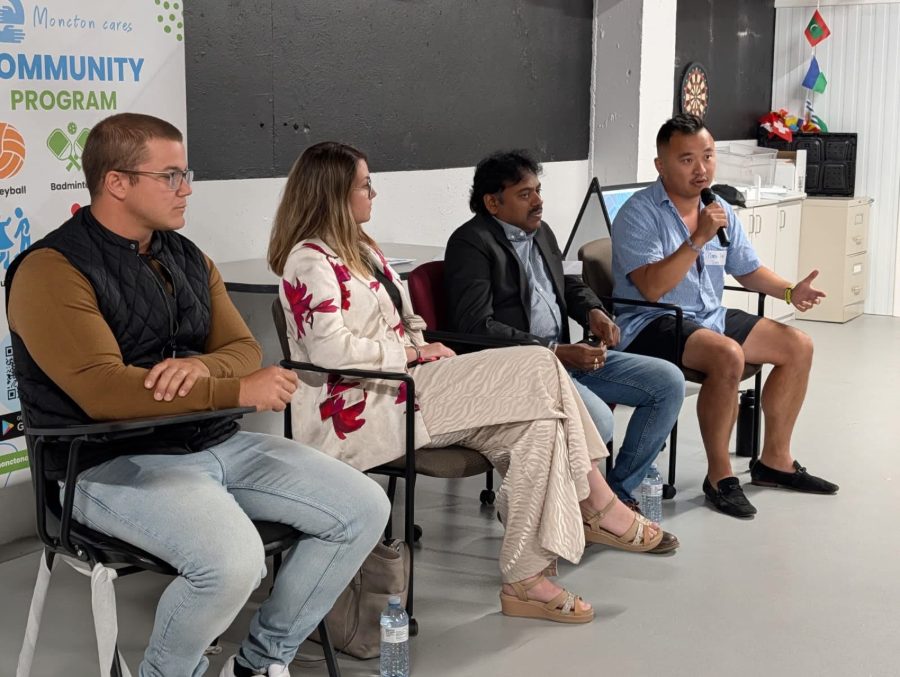 Martin leading a tenant-rights workshop panel